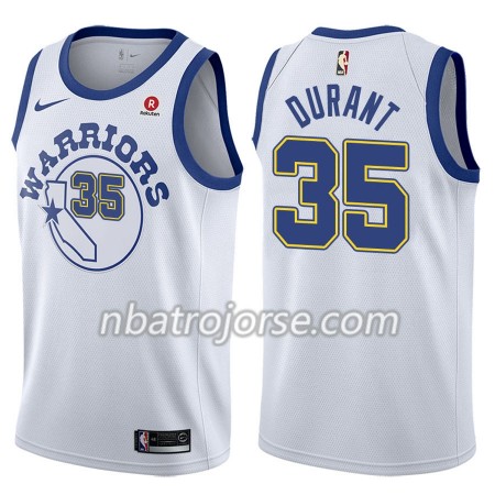 Män Golden State Warriors Tröja Kevin Durant 35 Nike 2017-18 Hardwood Classics Vit Swingman